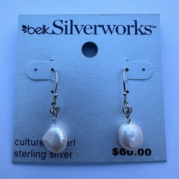 NEW! Women’s Cultured Pearl Sterling Silver by Belk Silverworks NWT - Picture 2 of 5